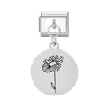 Ciondolo margherita minimalista in acciaio inox per bracciale modulare italiano DIY - Modulo Ciondolo Tondo Aprile / Argento