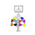Silver stainless steel Italian charm featuring a colorful enamel heart tree pendant - Heart Tree Silver Buckle