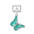 Ciondolo a farfalla turchese per bracciali modulari italiani, maglia gioielli DIY - Farfalla Verde (Chiusura Argentata)