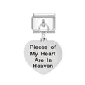 Stainless steel heart charm with Pieces of My Heart memorial engraving for modular bracelet - Memorial Heart Engraved (FM_0196)