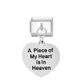 Heart-shaped stainless steel charm with 'A Piece of My Heart Is In Heaven' engraving - A Piece of My Heart Is In Heaven Engraved(FM_0197) / Silver