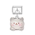Detalle de charm para pulsera modular italiana con colgante de gato blanco brillante - Gato (Hebilla Plateada)