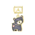 Charm modulare italiano dorato con ciondolo a forma di orso in smalto grigio e cuore - Teddy Bear / Oro