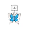 Modulo charm in stile italiano con farfalla glitterata blu per bracciali fai-da-te - Farfalla Blu (Chiusura Argentata)