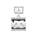 Schattige lachende marshmallow cartoon bedel voor Italiaanse modulaire armbanden - Sandwich Koekje / Zilver