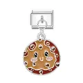 Zilveren Italiaanse bedel-schakel met schattige cartoon chocoladekoekje hanger - Koekje / Zilver