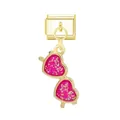Gros plan d'un pendentif lunettes de soleil cœur rose pailleté sur maillon italien - Module de Lunettes de Soleil / Or