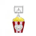 Italiaanse armband link met schattige popcorn bedel en hartje met gezichtje design - Popcorn / Zilver