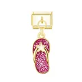 Italian style gold stainless steel modular charm with pink glitter flip-flop pendant - Slipper (Gold Buckle)