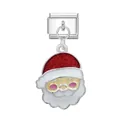 Weihnachts-Nikolaus-Emaille-Charm-Link für italienisches modulares DIY-Armband - Weihnachtsmann / Silber