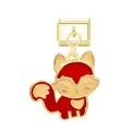 Cute red enamel fox charm for Italian modular DIY bracelet in gold finish - Fox / Gold