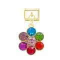 Italian modular charm pendant featuring a vibrant colorful rhinestone flower design - Rhinestone Flower Charm Gold Base