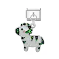 Cute zebra Italian charm link with green and black glitter for DIY bracelet jewelry - Zebra (Silver Buckle)