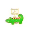 Green glitter crocodile Italian charm pendant for DIY modular bracelets - Crocodile (Gold Buckle)