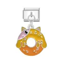 Leuke kat donut hanger van legering voor Italiaanse modulaire rekbare armbanden - Donut / Zilver