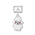 Cute glittery white sheep dangle charm for Italian modular DIY bracelet - Lamb / Silver