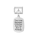 Polished stainless steel Italian charm link with 'Mother and Son' sentiment engraving - Mother And Son Engraved (FM_0173)