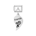 Stainless steel heart-half charm link with friends engraving for Italian bracelet - Friends Engraved (FM_0188)