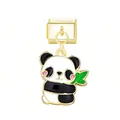 Cute enamel panda animal charm for Italian modular bracelet with gold-plated finish - Panda / Gold