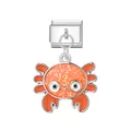 Sparkling orange crab dangle charm link for Italian modular bracelets and jewelry - Crab / Silver