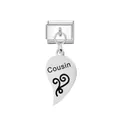 Customizable Italian modular charm in stainless steel featuring a Cousin heart pendant - Cousin Open Heart (FM_0174)