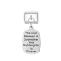 Silver stainless steel Italian modular charm with Godmother Goddaughter engraving - Godmother And Goddaughter Engraved (FM_0176)