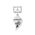 Italian modular charm in stainless steel featuring a heart-half with granddaughter engraving. - Granddaughter Engraved (FM_0190)