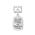 Silver stainless steel Italian link charm engraved with Father and Daughter message. - Father & Daughter Engraved (FM_0177)