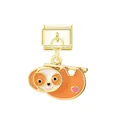Gold Italian modular bracelet link featuring a cute dangling orange sloth animal charm - Sloth / Gold