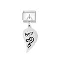 Stainless steel Italian modular charm link with heart 'Son' engraving for DIY bracelets - Son Engraved (FM_0192)