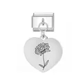 Italienischer Modul-Charm aus Edelstahl mit Blumen-Herzanhänger für DIY-Armbänder - November Herzanhänger Modul / Silber
