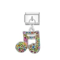 Maillon de breloque italienne en argent avec note de musique colorée pour bracelets DIY - Module de Note de Musique / Argent