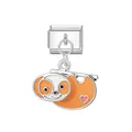 Cute orange enamel sloth animal charm for Italian modular DIY bracelet jewelry link - Sloth / Silver