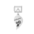Stainless steel Italian charm with 'Goddaughter' engraving and heart-shaped dangle - Goddaughter Engraved (FM_0180)