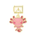 Cute pink axolotl enamel charm for Italian modular bracelet in golden finish. - Axolotl / Gold
