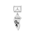 Stainless steel Italian charm with engraved Sister pendant for DIY modular bracelet - Sister Engraved (FM_0182)