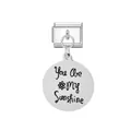 Stainless steel Italian modular charm with engraved You Are My Sunshine round disc - You Are My Sunshine Engraved(FM_0200) / Silver