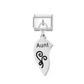 Stainless steel Italian charm link with engraved Aunt heart dangle charm - Aunt Engraved (FM_0183)