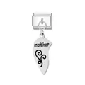 Customizable stainless steel Italian modular charm with 'mother' engraved dangle pendant. - Mother Engraved (FM_0184)