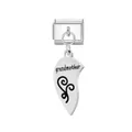 Stainless steel Italian modular charm featuring a grandmother heart dangle pendant - Grandmother Engraved (FM_0185)