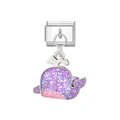 Dreamy purple glitter whale ocean animal charm for DIY Italian modular splicing bracelet - Sperm Whale / Silver