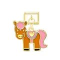 Cute brown and pink cartoon horse Italian charm module for DIY bracelet with heart detail - Donkey / Gold