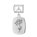 Edelstahl Dezember Geburtsblume Charm für italienische DIY-Modularmbänder Element - Juli Oval Anhänger Modul / Silber