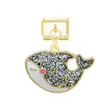 Adorable gold cartoon whale charm with silver glitter for DIY Italian modular link bracelet - Whale / Gold