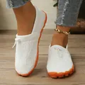 Γυναικεία λευκά πλεκτά παπούτσια barefoot με πορτοκαλί αντιολισθητική σόλα και κορδόνι - 35 / Λευκό