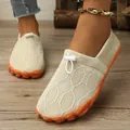 Baskets beiges respirantes pieds nus avec semelle orange et lacets à serrage rapide - Blanc Cassé