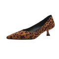 Fashionable pointed toe leopard print suede kitten heel pumps for women office wear - 35 / Leopard Print