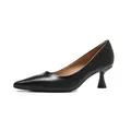 Eleganti décolleté nere a punta con tacco a rocchetto realizzate in morbida ecopelle - 34 / Nero