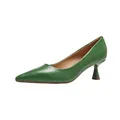 Escarpins élégants à bout pointu et talon fin en cuir vert vif de haute qualité - Vert