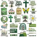 25 green Christian religious embroidered patches and iron-on badges for clothing - Combination (25 Pieces Set)